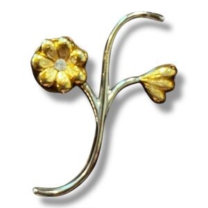 DB Kairos International Two Tone Clear RS Floral Pin 1-3/4" Tie Tac